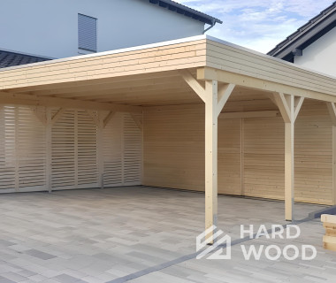 Навес 6 метров односкатная крыша из дерева №127 - фото 979