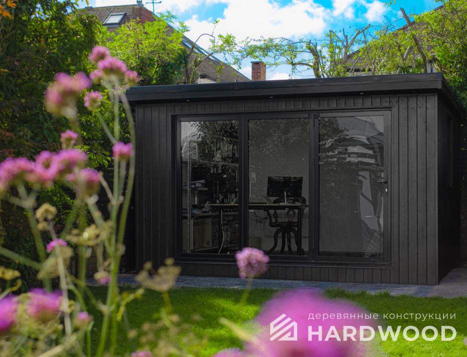 Черная беседка с окнами и дверью №59 - фото 1698