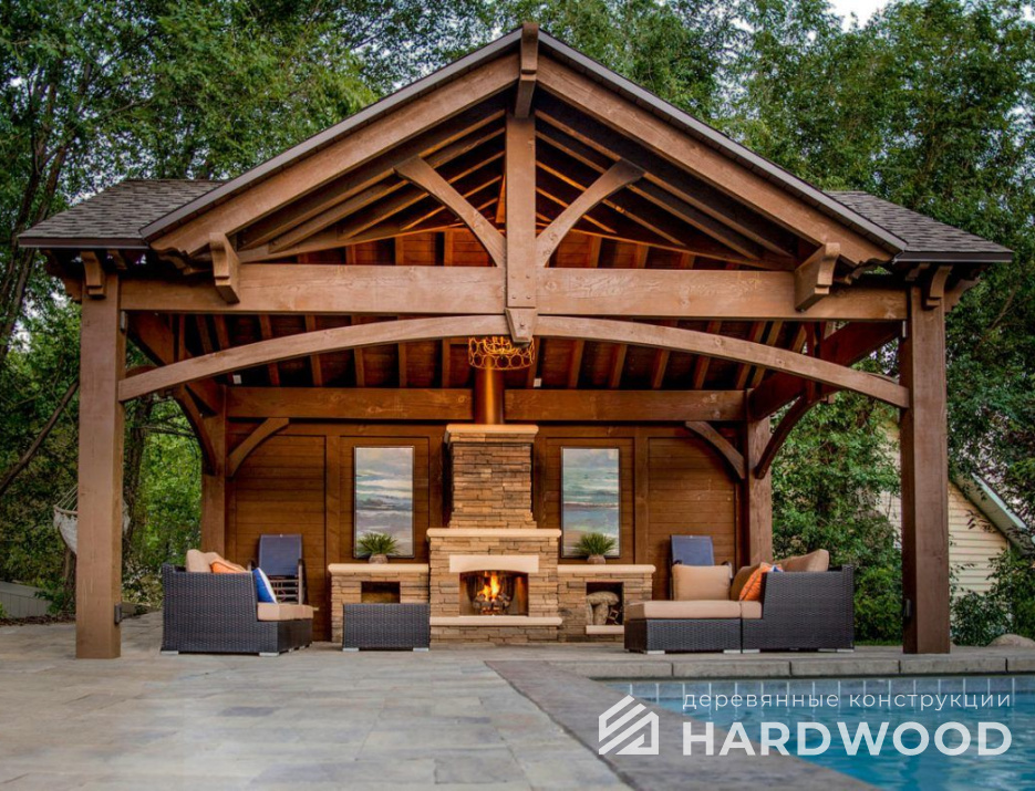 Навес для барбекю из дерева №156 - фото 1233