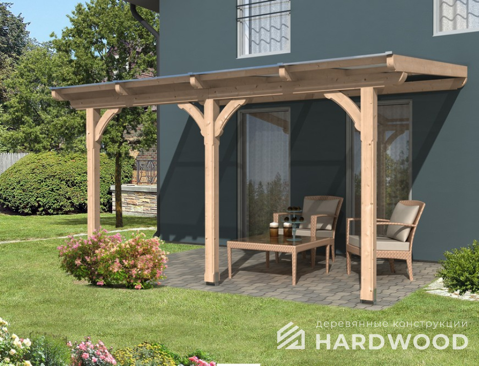 Навес деревянный односкатный №106 - фото 1214