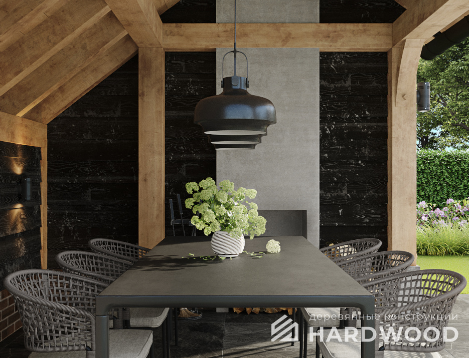 Навес двухскатный для барбекю №111 - фото 882